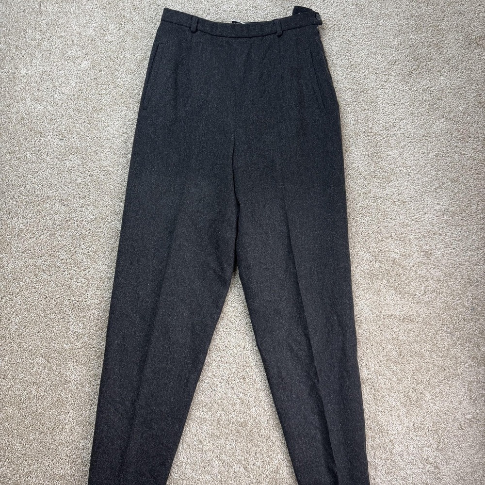 Vintage Pendleton Dress Pants Womens 28W Gray Wool Flannel Pleated Lined Pockets